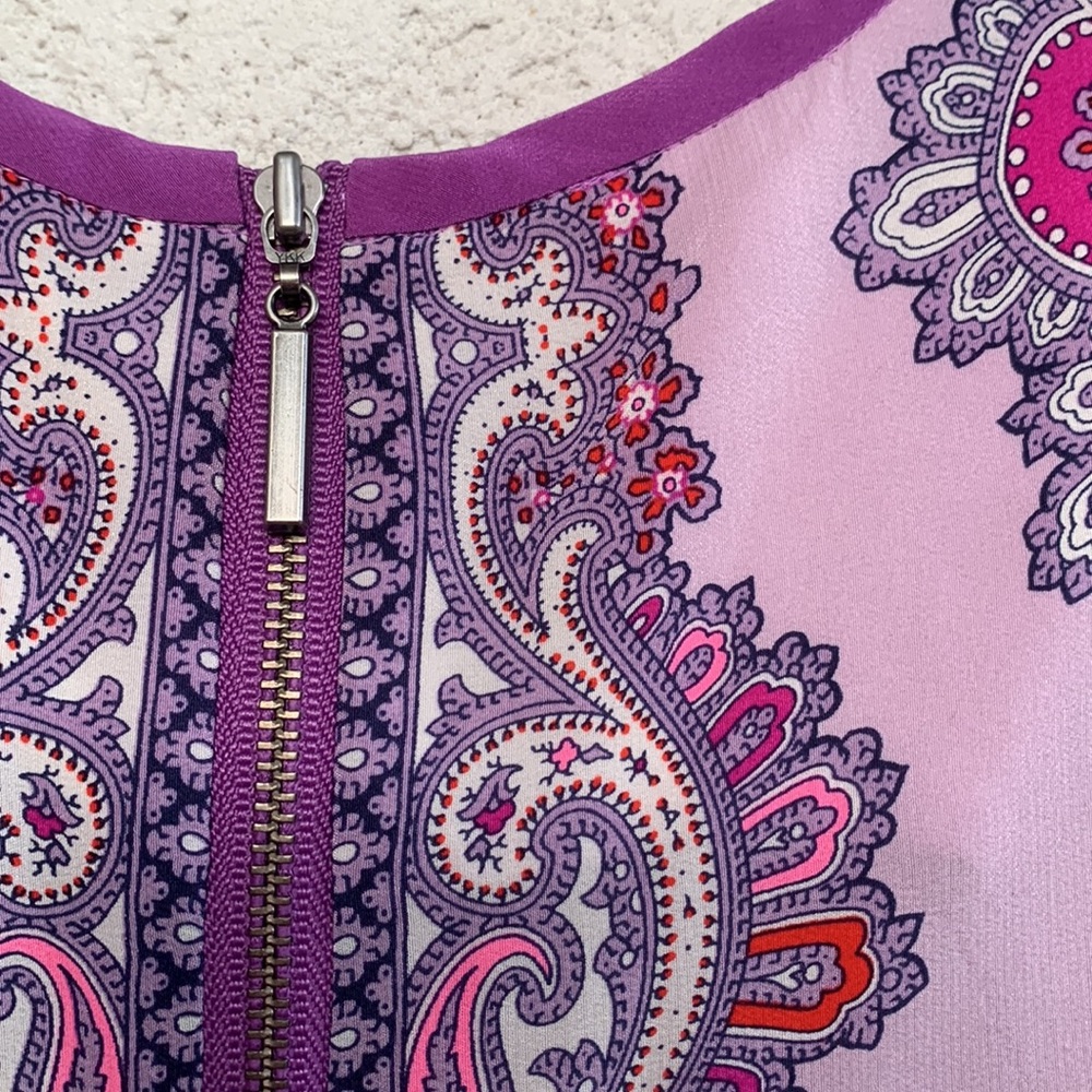 Nanette Lepore silk purples and pinks graphic tank top with beading. *spot* - Picture 5 of 9